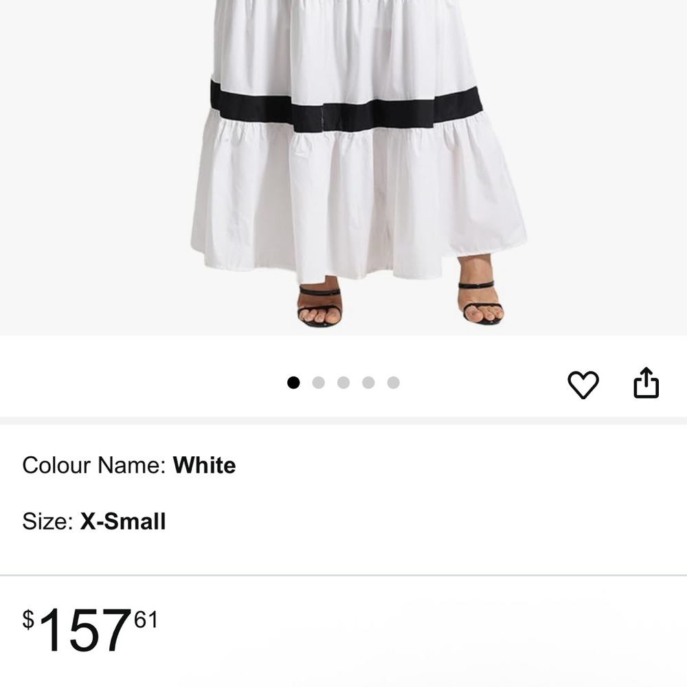 White and Black and beige Striped Maxi Dress color block tiered cotton and rayon - Picture 5 of 5